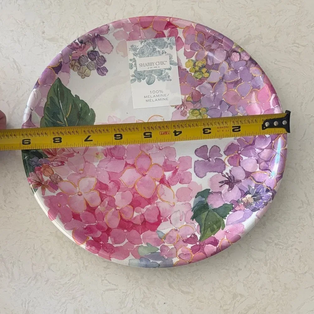 9 inch Shabby Chic Pink and Purple Floral Plate NEW - set of 4